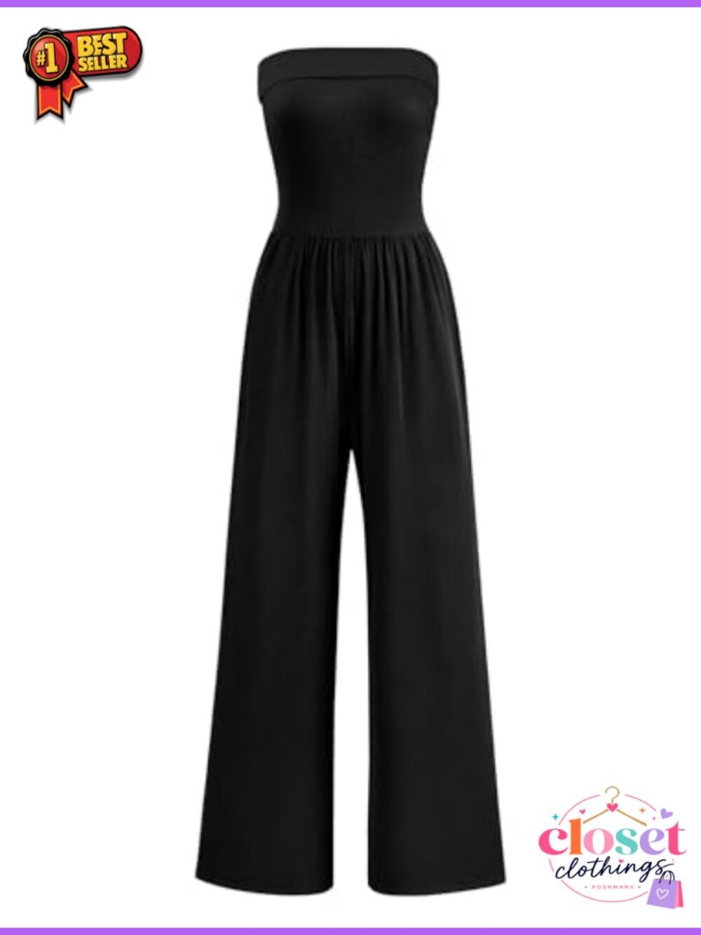 Strapless Wide Leg Jumpsuit Sleeveless One Piece Dressy Casual